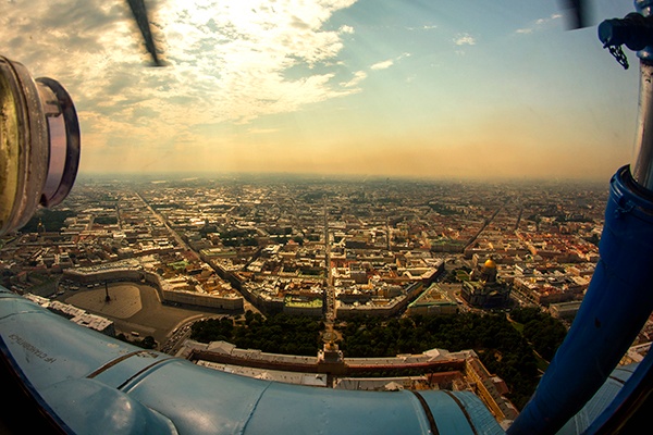 Private jet aerial view St Petersberg